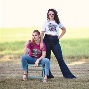 Native Headress Flowers and Feathers White T